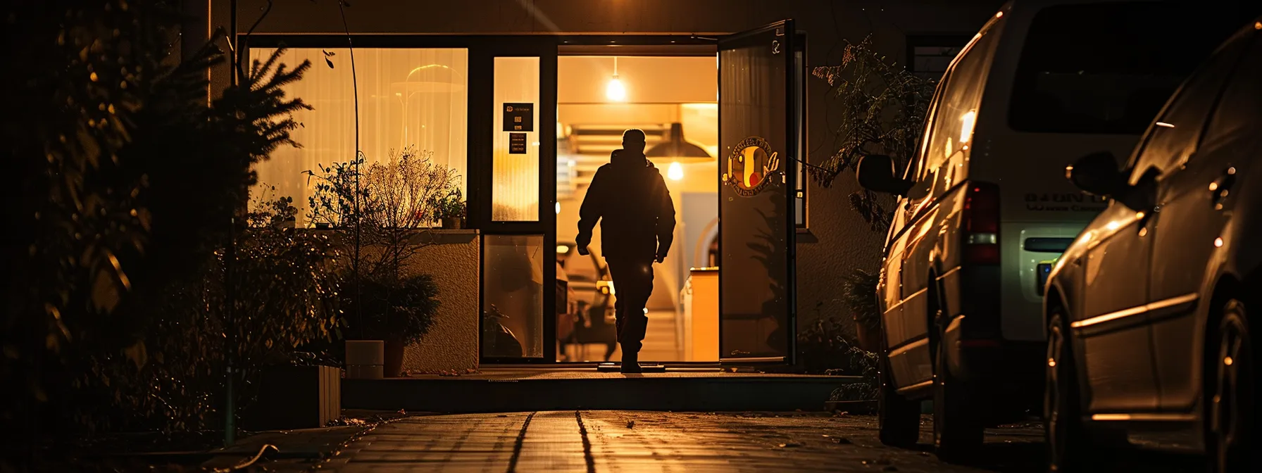 an emergency locksmith swiftly arriving at a commercial property to address a lockout situation.