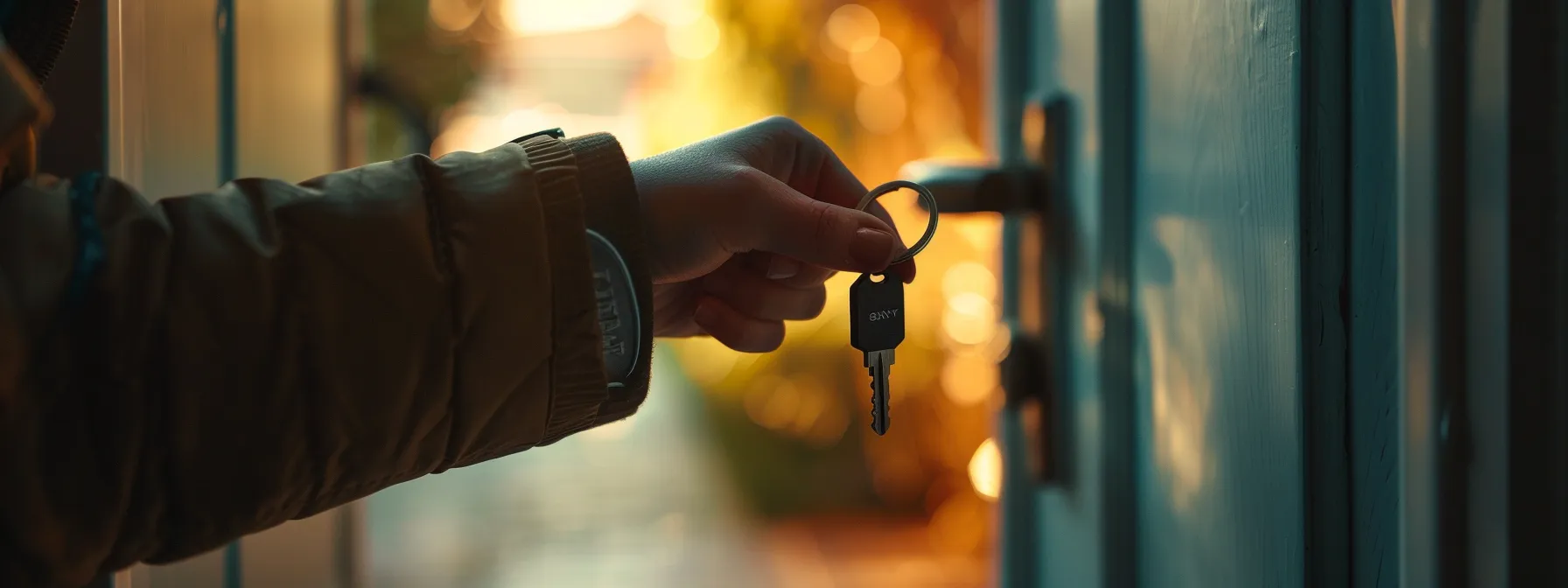 a person checking their keys before leaving their home.