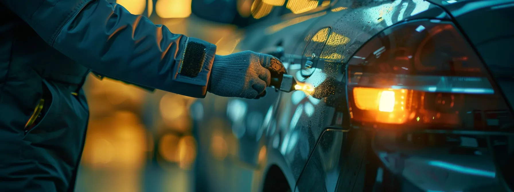 a locksmith swiftly unlocking a car door with precision and skill.