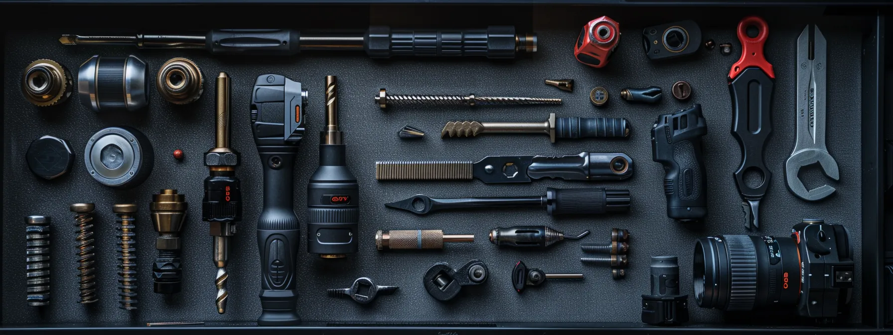 a locksmith's toolkit with various specialized tools for efficient unlocking.