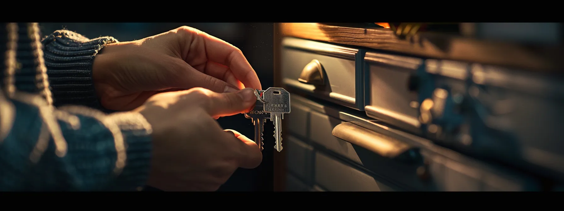 a person placing spare keys in a secure hiding spot in their home.