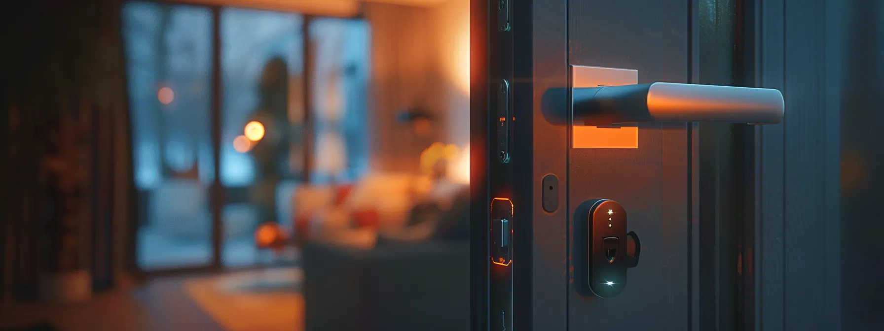 a smart lock with biometric technology allowing access to a secure door.