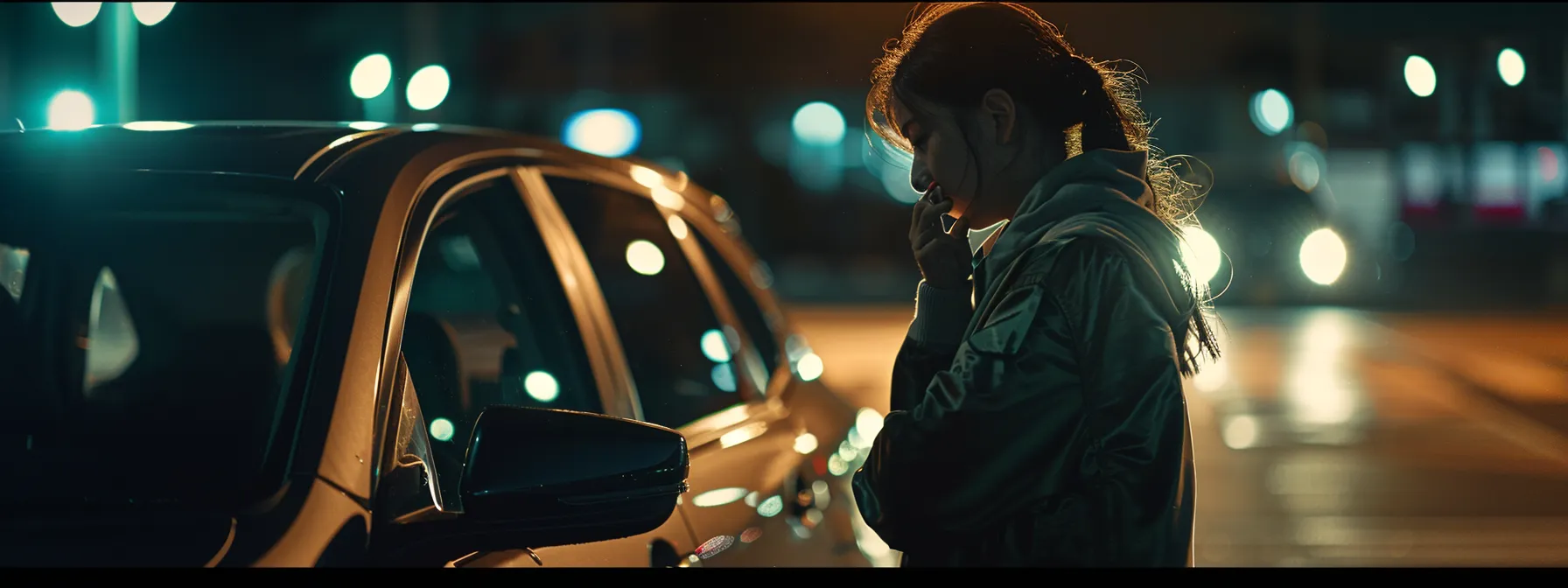 a person standing next to a locked car, looking frustrated and confused.