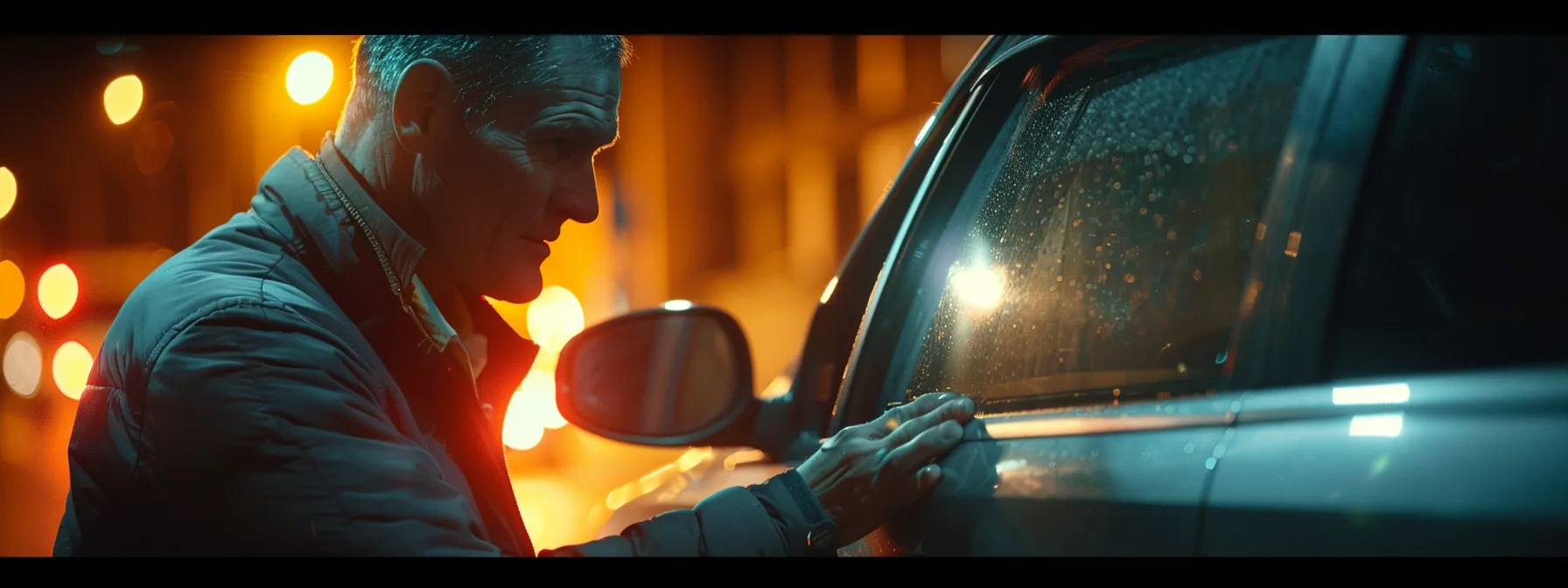 a locksmith expert quickly unlocking a car door in an emergency situation.