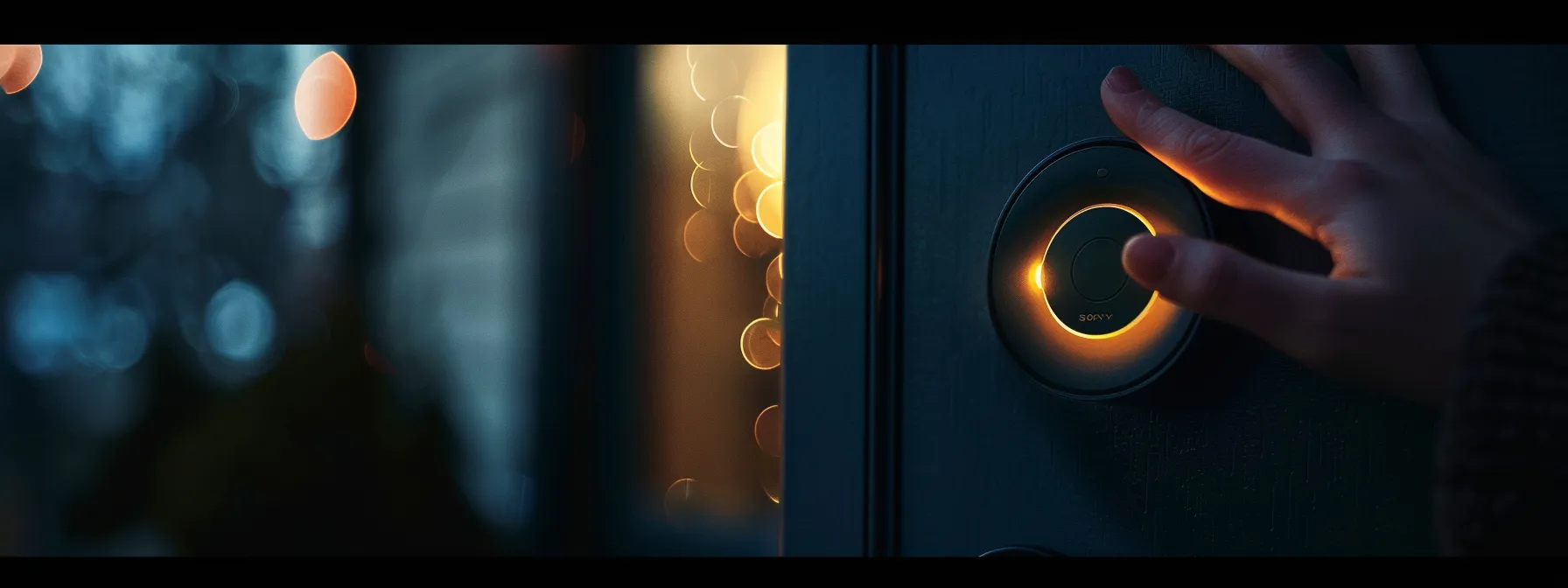 a person pressing the reset button on a smart lock.