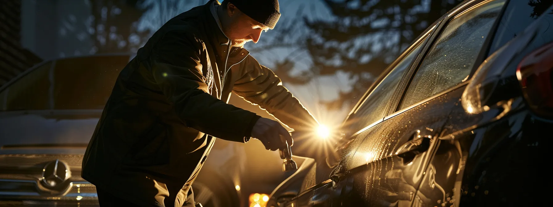 a mobile locksmith quickly unlocking a car door with advanced tools.