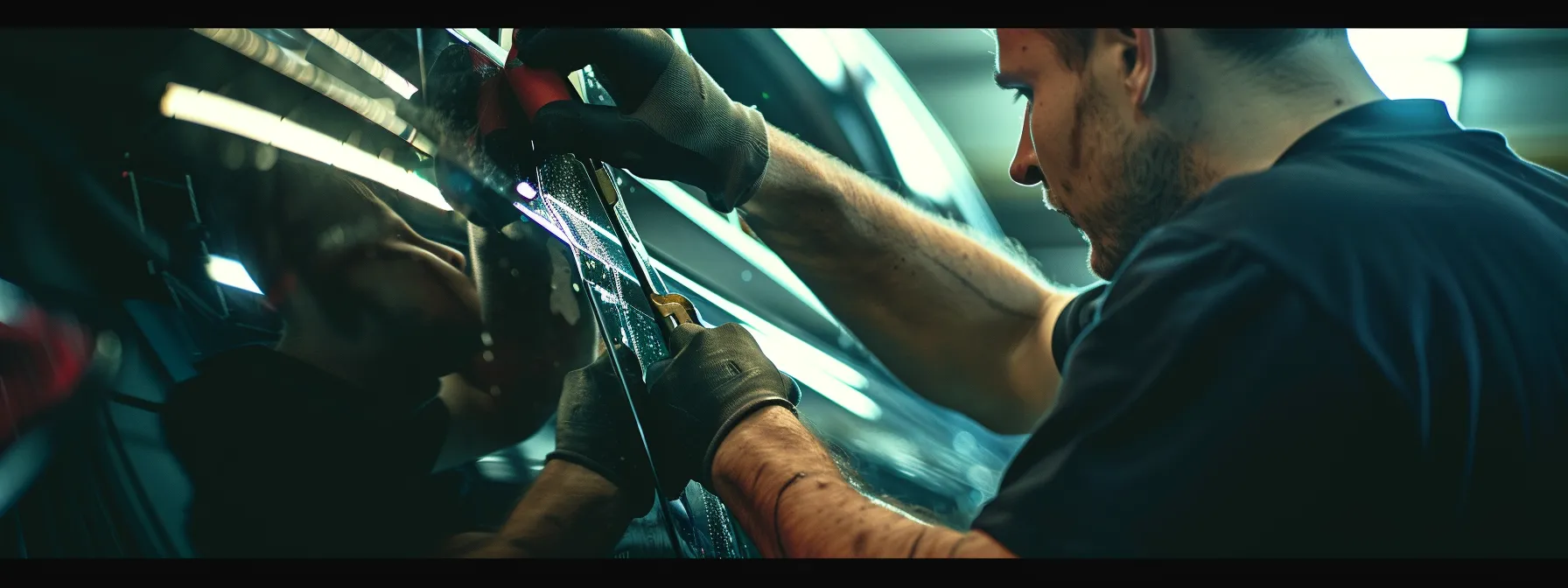 a professional locksmith working on a car lock installation.