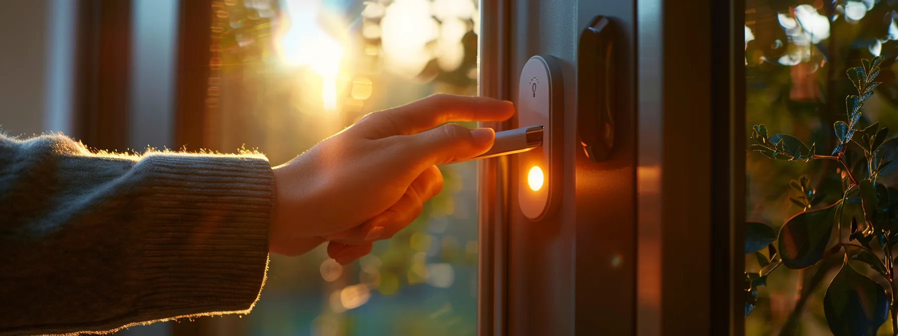 a person effortlessly unlocking a door with a keyless entry system.