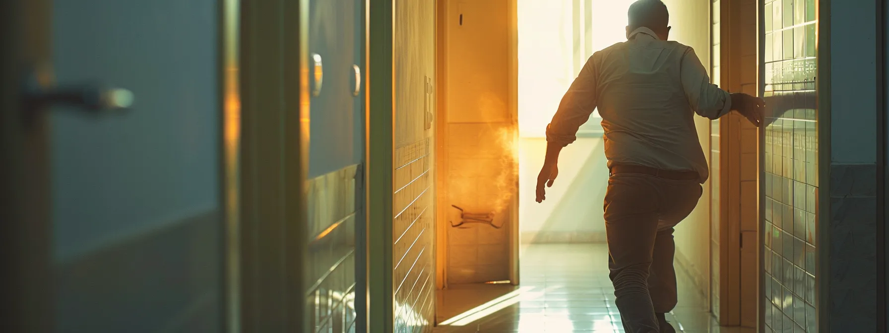 a locksmith rushing to unlock a door in an emergency situation.