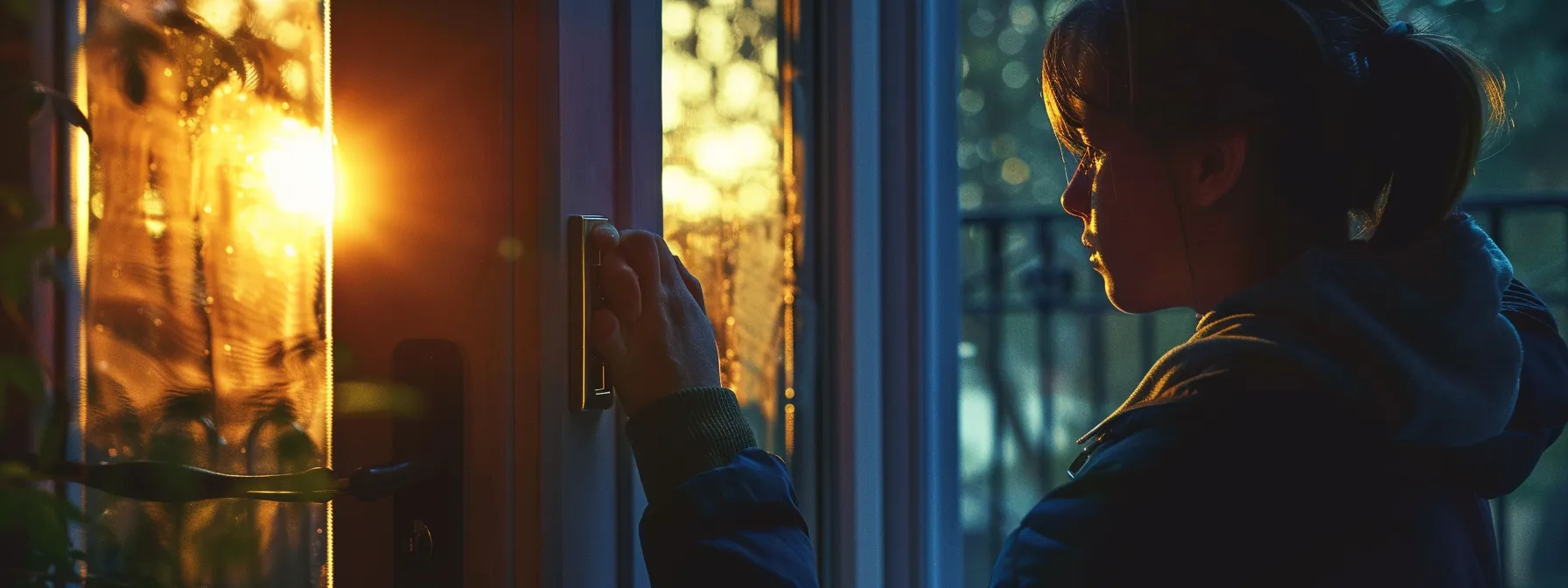 a person looking at a complex door lock with uncertainty, deciding between diy solutions and professional help.
