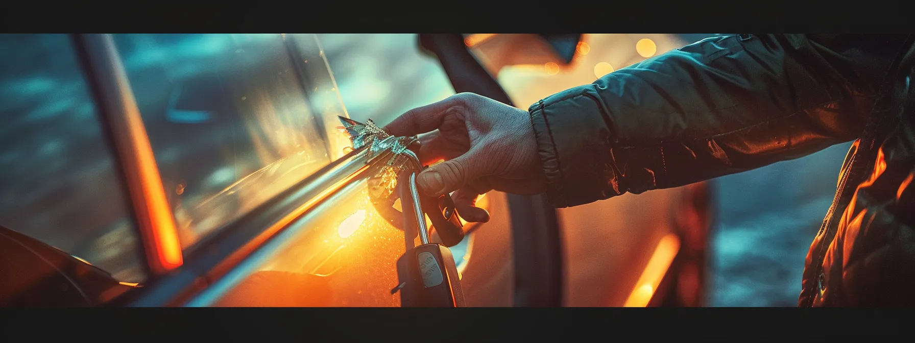 a person holding a broken car door lock in their hand.