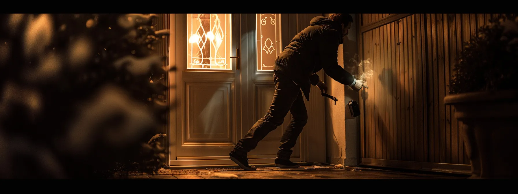 a locksmith rushing to unlock a door in the middle of the night.