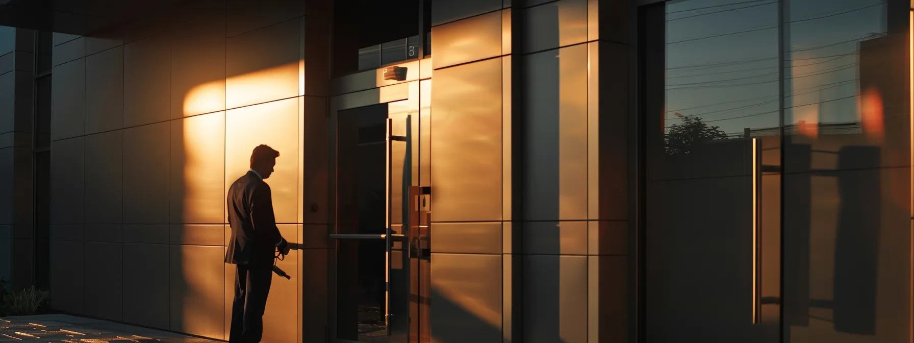 a locksmith installing an advanced access control system at a commercial building.