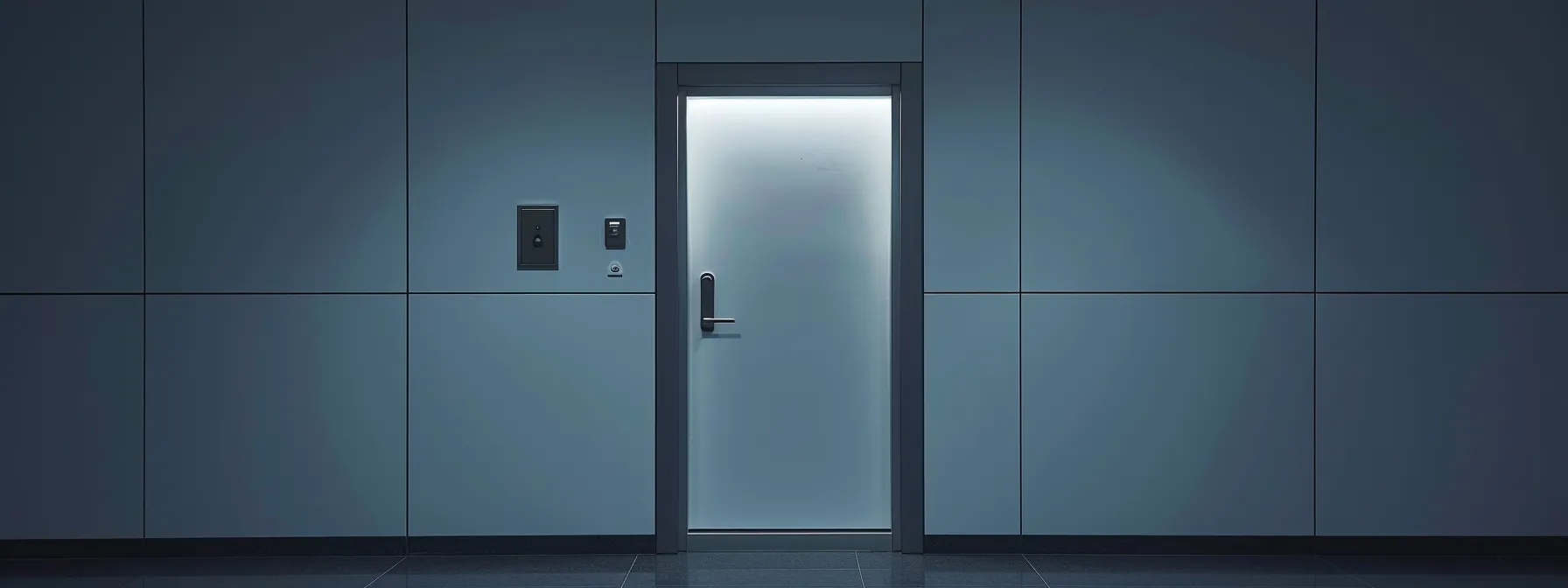 a modern office door equipped with advanced access control systems and high-security locks, ensuring restricted access to authorized personnel only.