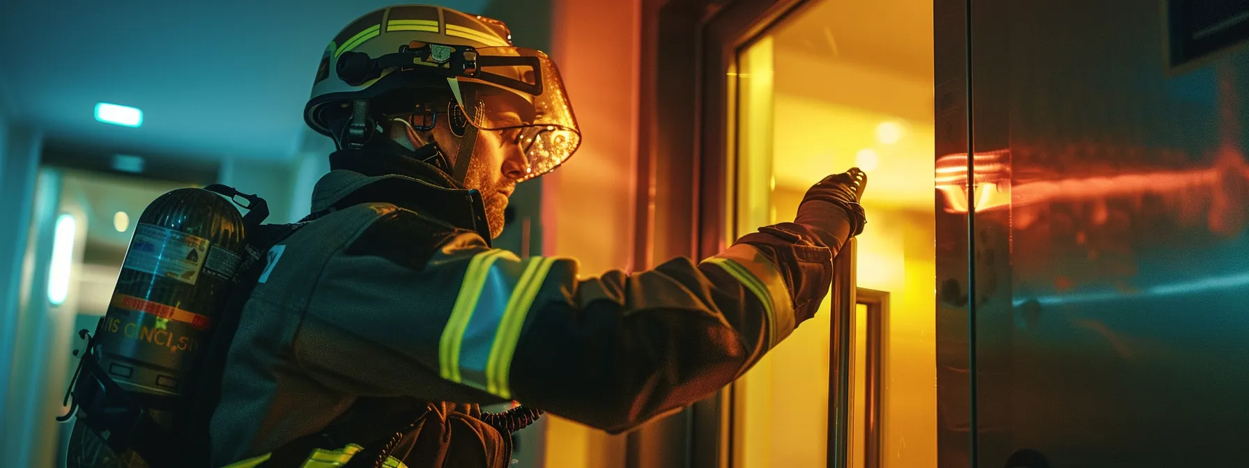 emergency responder swiftly unlocking a door using a skeleton key to access a critical situation.
